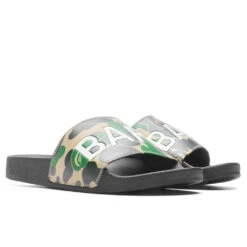 Abc Camo Slide Sandals- Green -Birkenstock Store A Bathing Ape Abc Camo Slide Sandals Green 001FWJ301010M GRN 06 29 23 Feature VR 5