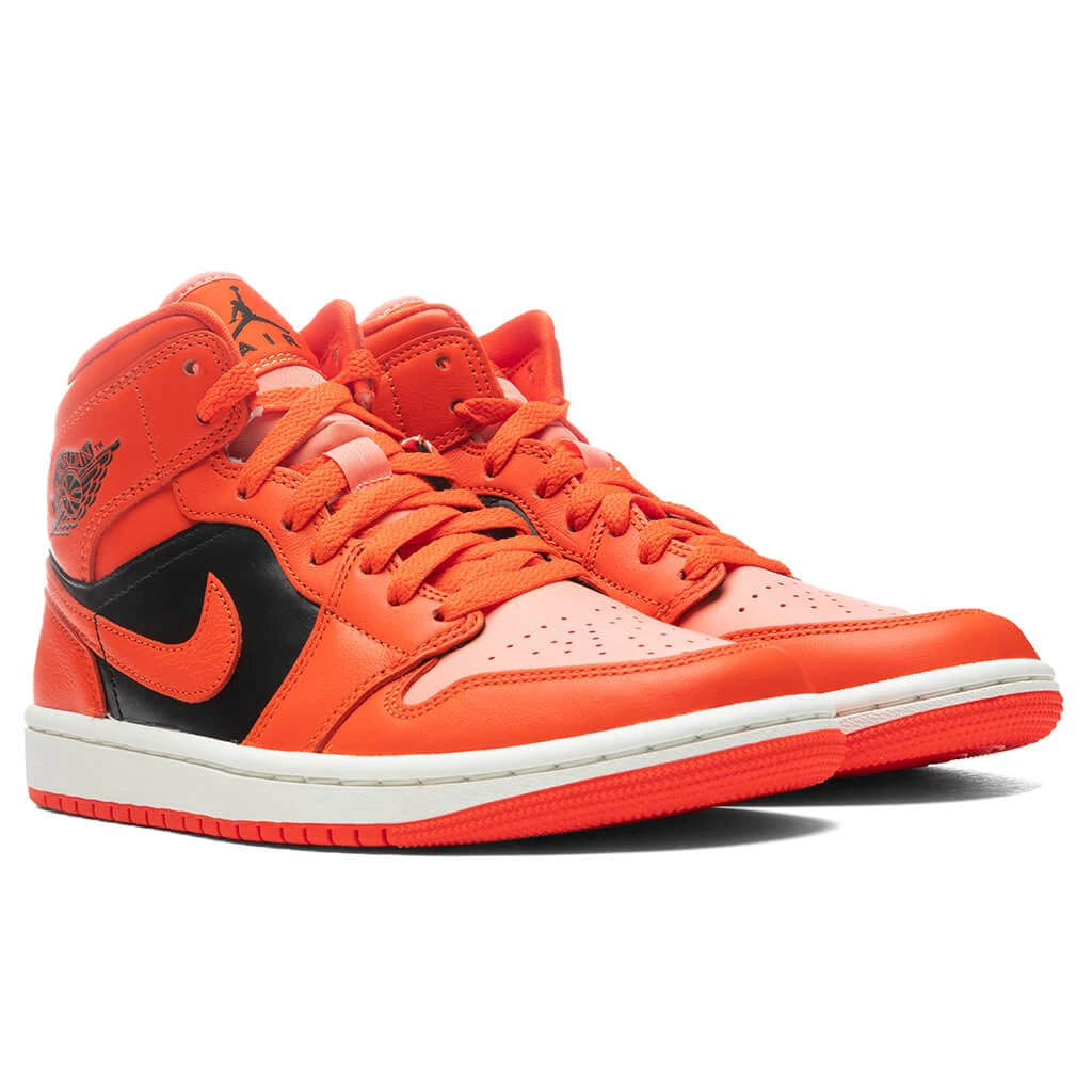 Air Jordan 1 Mid SE Women's - Crimson Bliss/Rush Orange/Black 4 Air Jordan 1 Mid SE Women's - Crimson Bliss/Rush Orange/Black - Image 2