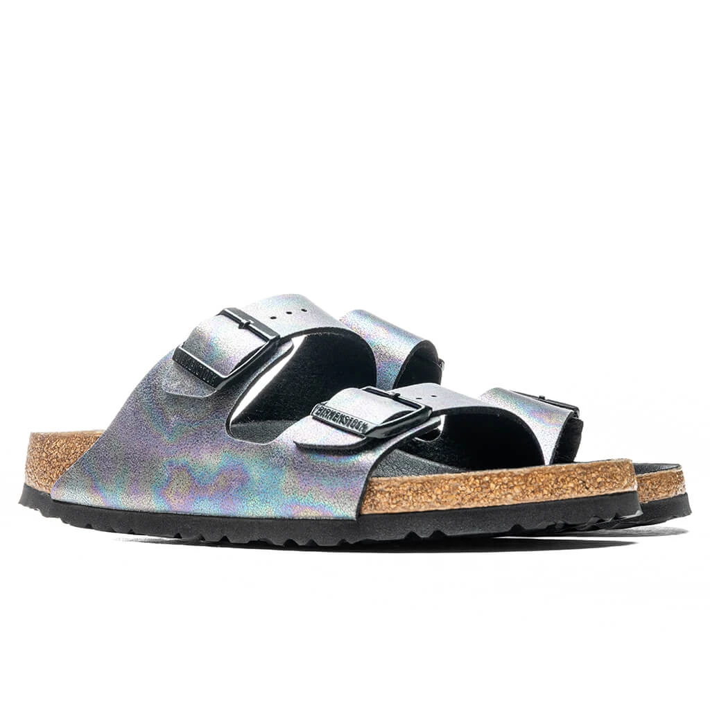Birkenstock Women's Narrow Vegan Arizona Birko-Flor - Iridescent/Black 5 Birkenstock Women's Narrow Vegan Arizona Birko-Flor - Iridescent/Black - Image 3