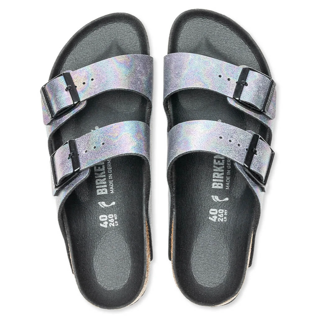 Birkenstock Women's Narrow Vegan Arizona Birko-Flor - Iridescent/Black 4 Birkenstock Women's Narrow Vegan Arizona Birko-Flor - Iridescent/Black - Image 2