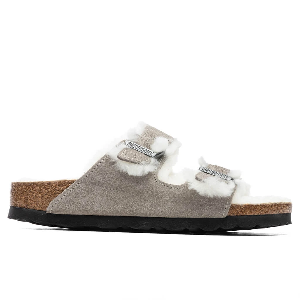Birkenstock Women's Narrow Arizona Shearling - Stone Coin 3 Birkenstock Women's Narrow Arizona Shearling - Stone Coin