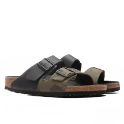 Birkenstock Wide Arizona Split Birko-Flor - Black/Desert Soil Camo Green -Birkenstock Store Birkenstock Wide Arizona Split Birko Flor Black Desert Soil Camo Green 1021131 02 13 2022 01 2