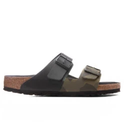 Birkenstock Wide Arizona Split Birko-Flor - Black/Desert Soil Camo Green