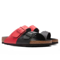 Birkenstock Wide Arizona Split Birko-Flor - Red/Black -Birkenstock Store Birkenstock Wide Arizona Split Birko Flor Red Black 1020636 02 13 2022 01 2