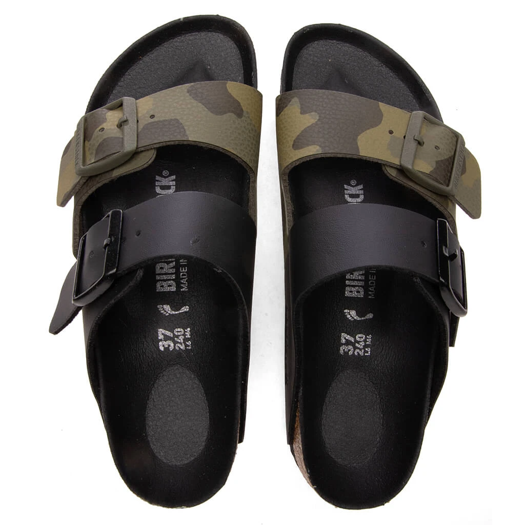 Birkenstock Women's Narrow Arizona Split Birko-Flor - Black/Desert Soil Camo Green 4 Birkenstock Women's Narrow Arizona Split Birko-Flor - Black/Desert Soil Camo Green - Image 2