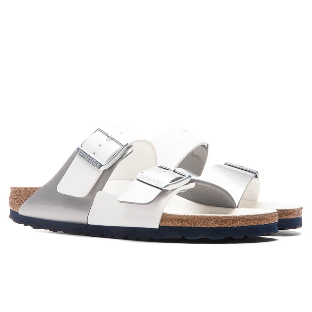 Birkenstock Women's Narrow Arizona Split Birko-Flor - White/Silver 5 Birkenstock Women's Narrow Arizona Split Birko-Flor - White/Silver - Image 3