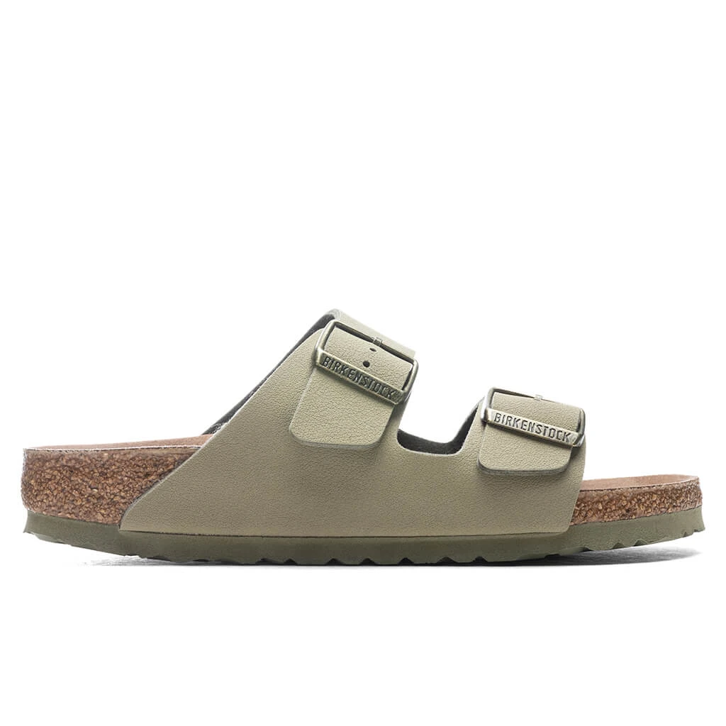 Birkenstock Women's Narrow Arizona Vegan Birkibuc - Khaki 3 Birkenstock Women's Narrow Arizona Vegan Birkibuc - Khaki