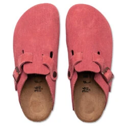 Birkenstock Women's Narrow Boston Suede Embossed - Sienna Red -Birkenstock Store FootwearPack SquareImagery1024x1024