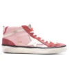 Golden Goose Women's Mid Star Toe Star And Spur - Antique Pink/Red/White -Birkenstock Store Golden Goose Sneakers Mid Star Toe Star and Spur Pink Red White GWF00122.F004208.82182 09 15 23 Feature KN