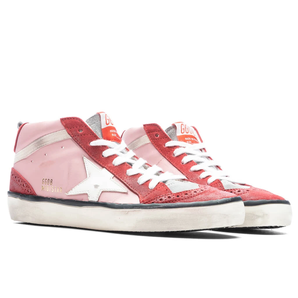 Golden Goose Women's Mid Star Toe Star And Spur - Antique Pink/Red/White 4 Golden Goose Women's Mid Star Toe Star And Spur - Antique Pink/Red/White - Image 2