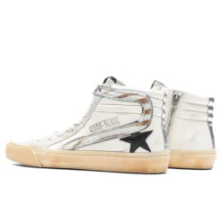 Golden Goose Women's Slide Leather Star - Beige/Black/Silver -Birkenstock Store Golden Goose Sneakers Slide Leather Star Beige Black Silver GWF00488.F004128.15425 09 15 23 Feature KN 5