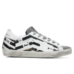 Golden Goose Women's Super-Star Sneakers - White Silver/Black Flag