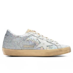 Golden Goose Women's Super-Star Lurex Pagliuzza Sneakers - Iridescent Silver/Yellow