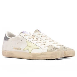 Golden Goose Women's Super-Star Sneakers - White/Light Yellow/Silver -Birkenstock Store Golden Goose Womens Super Star Sneakers White Light Yellow Silver GWF00101.F003187.11169 12 16 22 S NF Feature 33