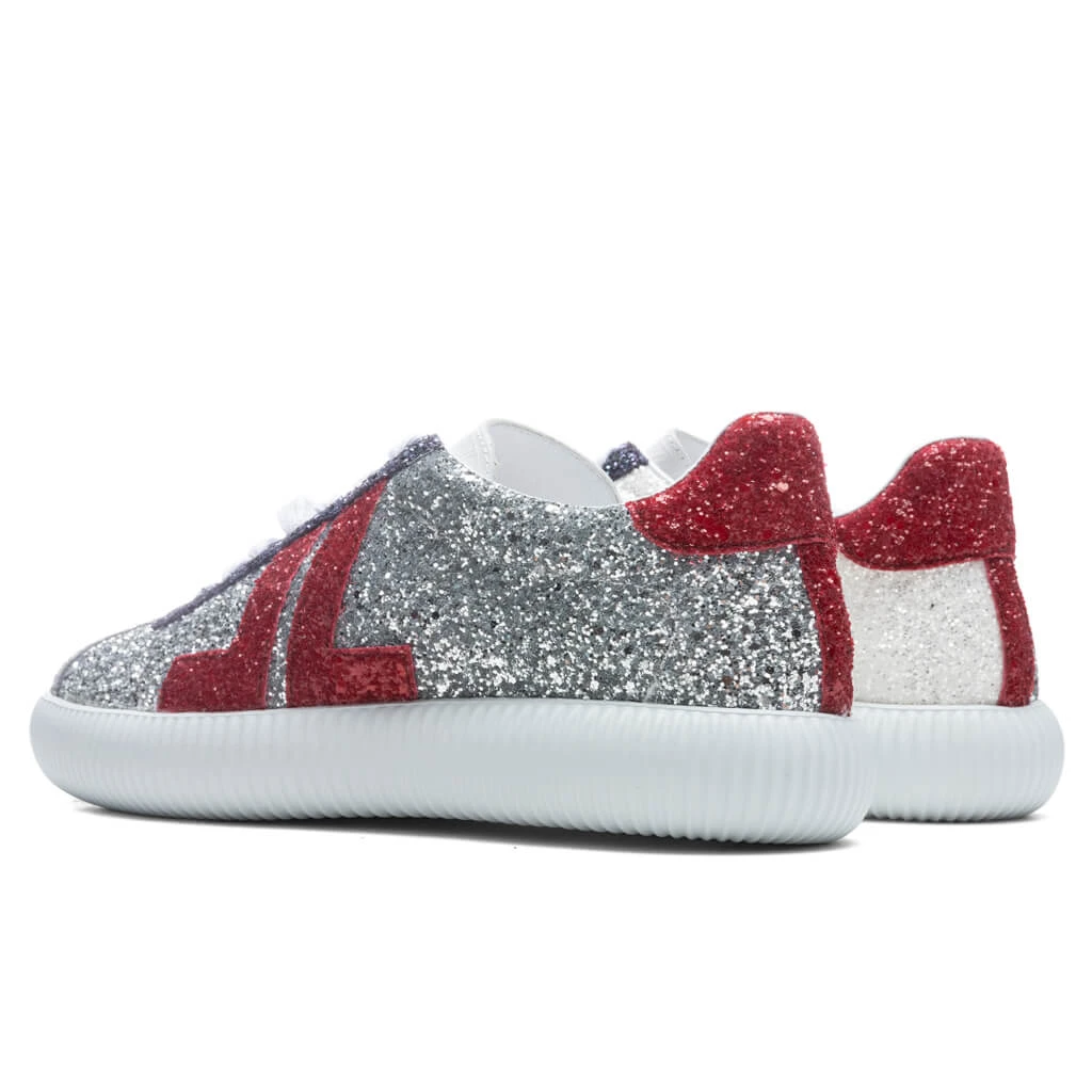 Lanvin Glen Low Top Sneakers - Silver/Red 5 Lanvin Glen Low Top Sneakers - Silver/Red - Image 3