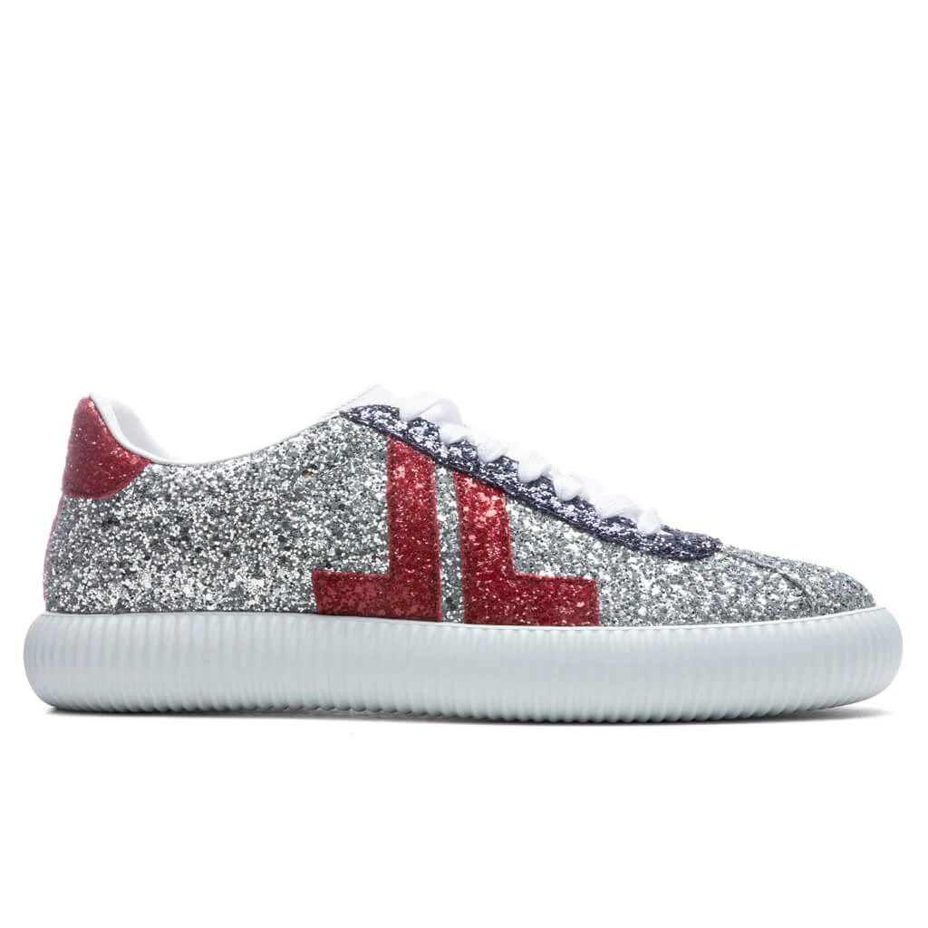 Lanvin Glen Low Top Sneakers - Silver/Red 3 Lanvin Glen Low Top Sneakers - Silver/Red