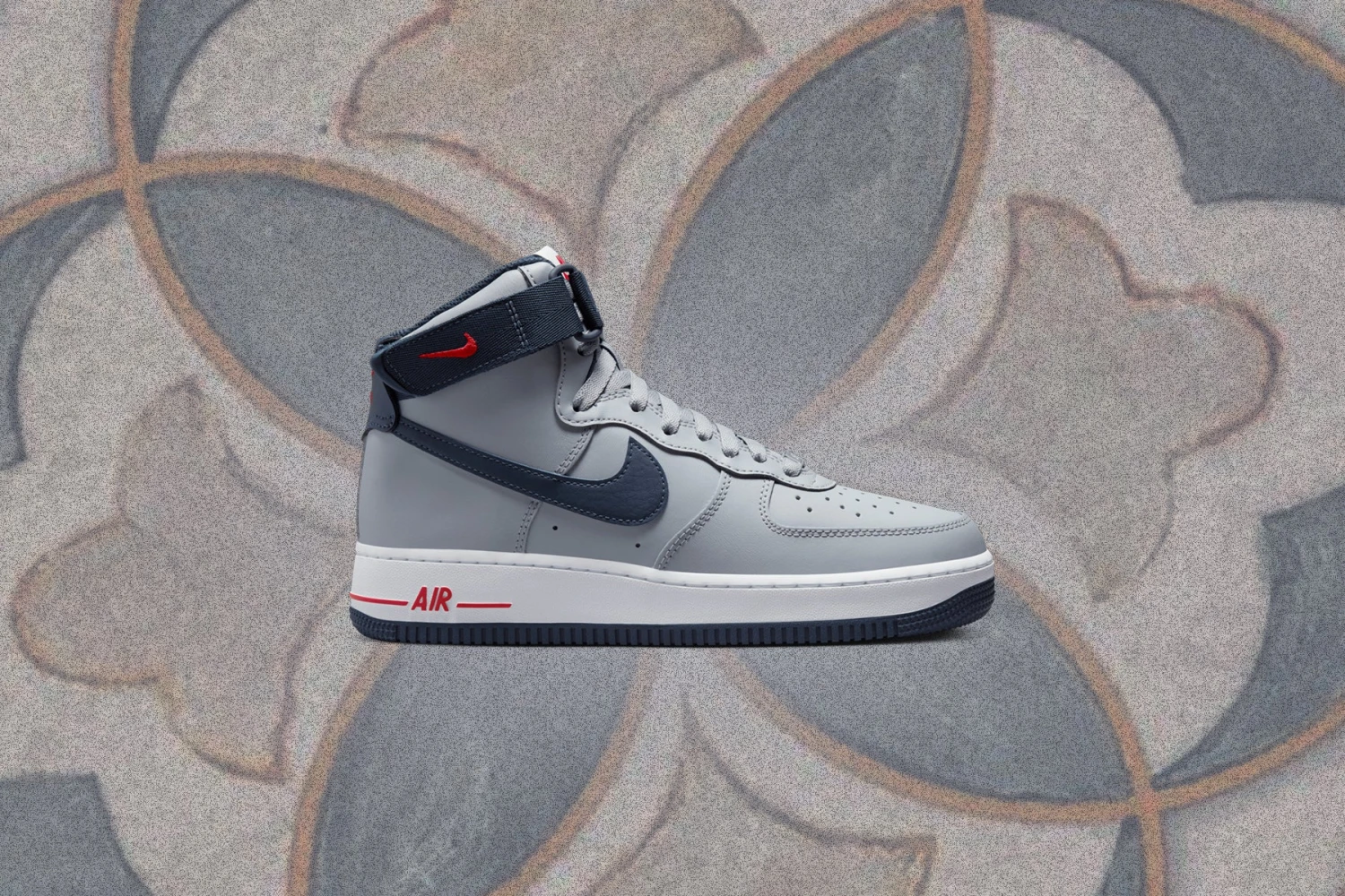 Nike Air Force 1 High Women's 'New England'- Wolf Grey/College Navy/Red 4 Nike Air Force 1 High Women's 'New England'- Wolf Grey/College Navy/Red - Image 2