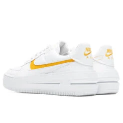 Nike Women's Air Force 1 PLT.AF.ORM - White/Yellow Ochre/Summit White -Birkenstock Store Nike Women s Air Force 1 PLT.AF .ORM White Yellow Ochre Summit White DJ9946 102 08 16 22 Feature JORDAN 3