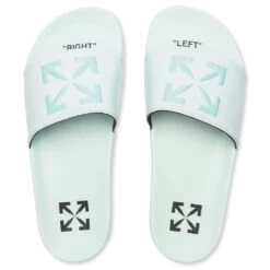 Arrow Slider - Mint/Mint -Birkenstock Store Off White c o Virgil Abloh Arrow Slider Mint OMIC010F22MAT0015151 02 02 23 Feature VR 6