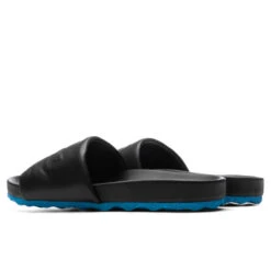 Leather Slider - Black/Blue -Birkenstock Store Off White c o Virgil Abloh Leather Slider Black Blue OMIC006S22LEA0011045 02 02 23 Feature VR 6