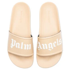 Palm Angels Pool Slider - Brown/White -Birkenstock Store Palm Angels Pool Slider Brown White PMIC001F22PLA001 6001 11 11 22 Feature DV 4