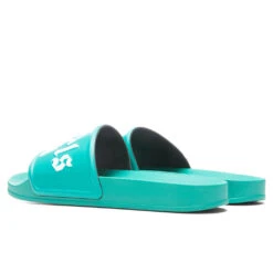 Palm Angels Pool Slider - Green/White -Birkenstock Store Palm Angels Pool Slider Green White PMIC001S22PLA0015501 05 12 22 Feature