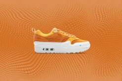 Serena Williams Design Crew X Nike Air Max 1 Women's - Monarch/Summit White/Sundial -Birkenstock Store SWDC W NIKE AIR MAX 1 MONARCH SUMMIT WHITE SUNDIAL CLEAR JADE FQ4298 800 08 10 23 Feature JPcopy