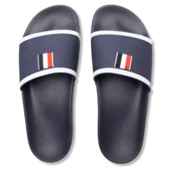 Rubber Pool Slide - Navy -Birkenstock Store Thom Browne Rubber Pool Slide Navy MFL054A 05690 415 04 03 22 Feature 6