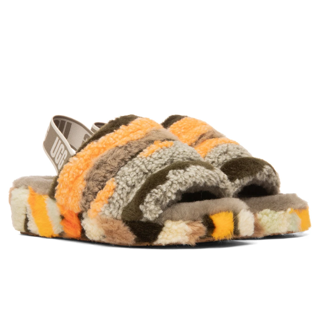 Ugg Women's Fluff Yeah Slide Cali Collage - Olive 4 Ugg Women's Fluff Yeah Slide Cali Collage - Olive - Image 2