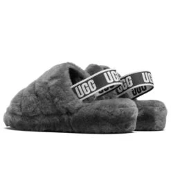 Ugg Women's Fluff Yeah Slide - Charcoal -Birkenstock Store UGG Women s Fluff Yeah Slide Charcoal 1095119 CHRC 02