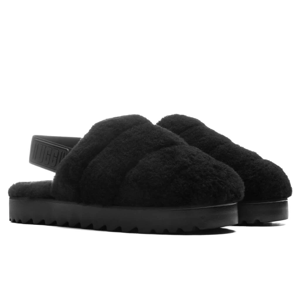 Ugg Women's Super Fluff Slipper - Black 4 Ugg Women's Super Fluff Slipper - Black - Image 2