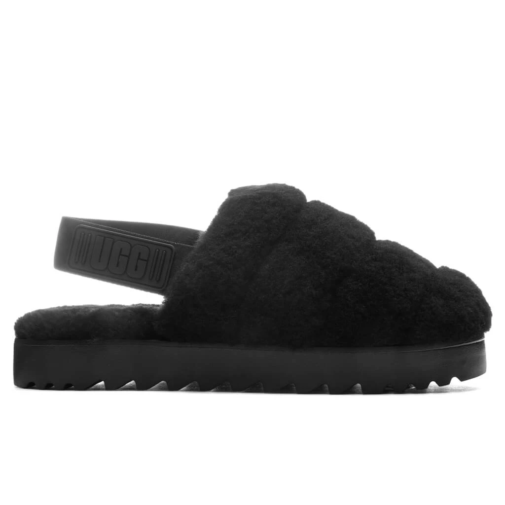 Ugg Women's Super Fluff Slipper - Black 3 Ugg Women's Super Fluff Slipper - Black
