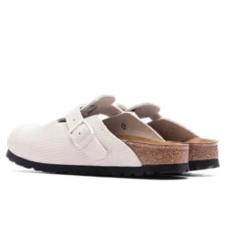Birkenstock Women's Narrow Boston Suede Embossed - Corduroy Antique White -Birkenstock Store Women s Narrow Boston Suede Corduroy Antique White 1025270 08 06 23 Feature VR