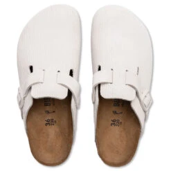 Birkenstock Women's Narrow Boston Suede Embossed - Corduroy Antique White -Birkenstock Store Women s Narrow Boston Suede Corduroy Antique White 1025270 08 06 23 Feature VR 5