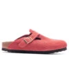 Birkenstock Women's Narrow Boston Suede Embossed - Sienna Red -Birkenstock Store Women s Narrow Boston Suede Corduroy Sienna 1026167 08 06 23 Feature VR