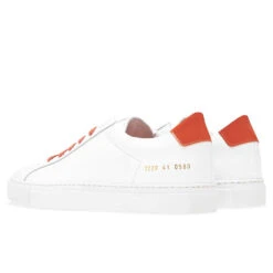 Common Projects Retro Low Glossy - White/Orange -Birkenstock Store common projects retro low glossy whiteorange 3