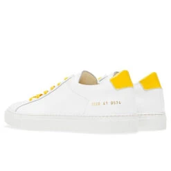 Common Projects Retro Low Glossy - White/Yellow -Birkenstock Store common projects retro low glossy whiteyellow 3