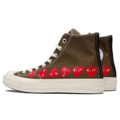 Converse X Comme Des Garcons PLAY All Star Chuck '70 Hi "Multi Heart" - Khaki 8 Converse X Comme Des Garcons PLAY All Star Chuck '70 Hi "Multi Heart" - Khaki -Birkenstock Store converse x comme des garcons play all star chuck 70 hi multi heart khaki 3