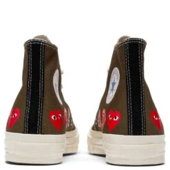 Converse X Comme Des Garcons PLAY All Star Chuck '70 Hi "Multi Heart" - Khaki 9 Converse X Comme Des Garcons PLAY All Star Chuck '70 Hi "Multi Heart" - Khaki -Birkenstock Store converse x comme des garcons play all star chuck 70 hi multi heart khaki 4