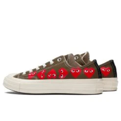 Converse X Comme Des Garcons PLAY All Star Chuck '70 Ox "Multi Heart" - Khaki -Birkenstock Store converse x comme des garcons play all star chuck 70 ox multi heart khaki 3