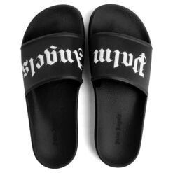 Palm Angels Pool Slide - Black/White -Birkenstock Store palm angels pool slide blackwhite 5